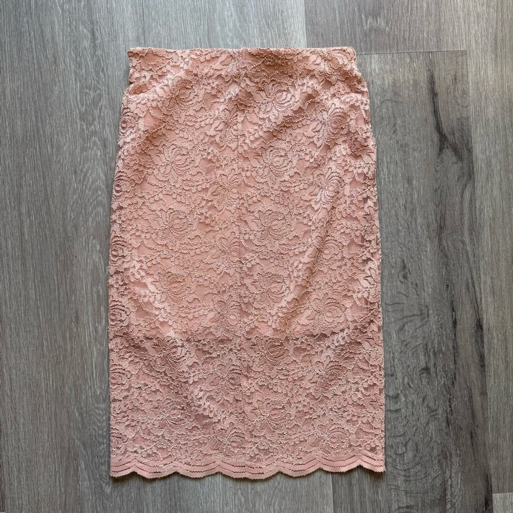 Forever 21 Pink Peach Knee-Length Pencil Skirt Lace Boho Women’s S Festival - Picture 2 of 6